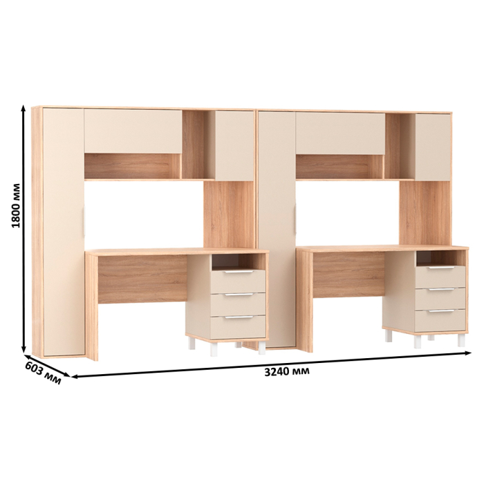 Прямые компьютерные столы, Столы рабочие для домашнего офиса для двоих детей Комфорт 12.95N