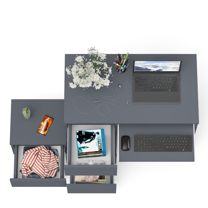 Прямые компьютерные столы, Компьютерный стол три ящика Мори МС-6 левый с тумбой 400