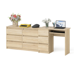 Комод Мори МК1200 6-ть ящиков со столом компьютерным МС-6 левым