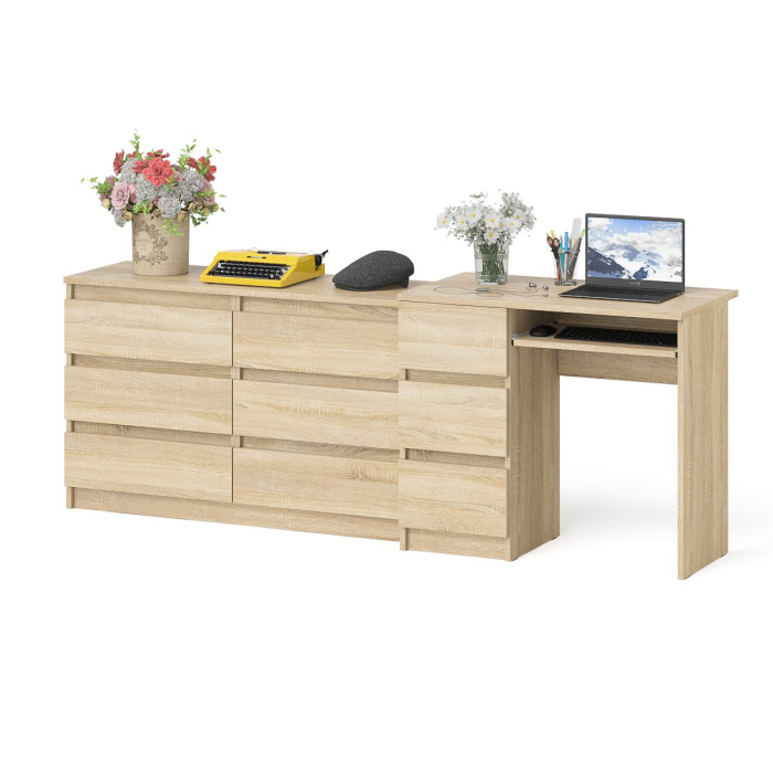 Домашние кабинеты, Комод Мори МК1200 6-ть ящиков со столом компьютерным МС-6 левым