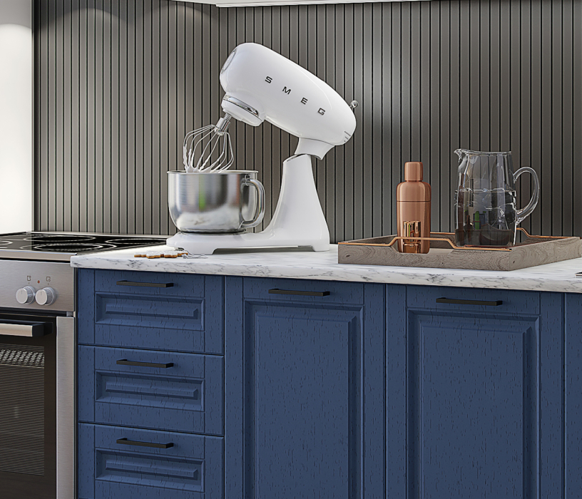 Кухонные гарнитуры, Кухня Вита 2,0 м Белый/Индиго МДФ