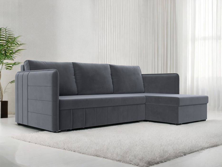 Диваны угловые в гостиную, Диван угловой Слим универсальный угол, велюр