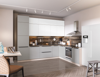 Кухонный гарнитур Регина Белый/Белла Серый перламутровый, Белый Альпийский 3х2,5 м