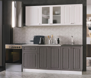 Кухонный гарнитур МДФ Хозяюшка, 1,8 м, акация белая, трюфель