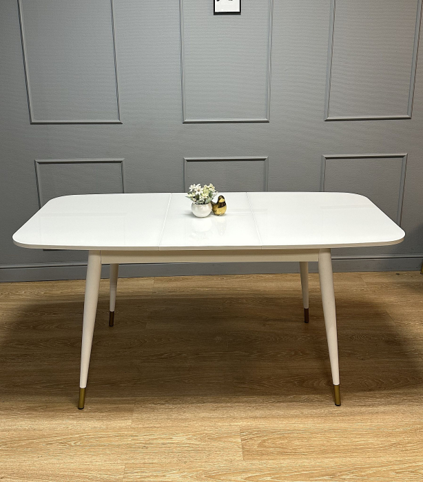 Обеденные столы, Стол Kenner K1200 раздвижной, стекло белое глянец