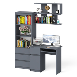 Рабочее место из стола компьютерного МС-1 левый со стеллажоми и настенной полкой Мори