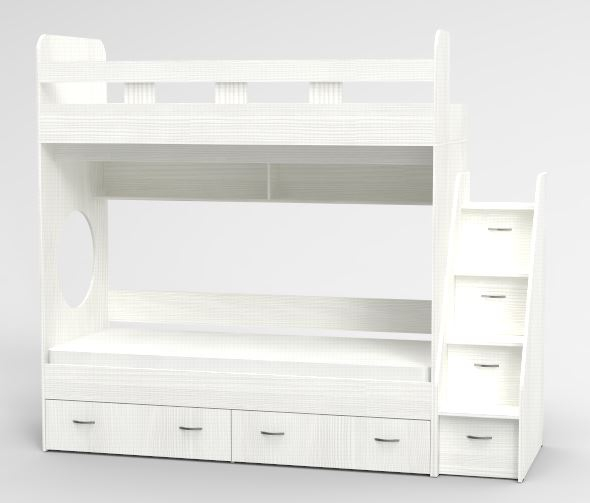 Для подростка, Трехъярусная кровать Юниор, Белое Дерево