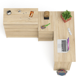 Комод Мори МК800 4-ре ящика с угловым компьютерным столом Мори МС-16 тумба слева