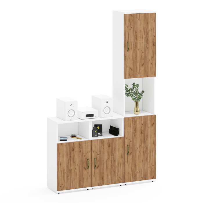 Домашние кабинеты, Пенал для домашнего офиса и две тумбы с дверками Лидер-8.