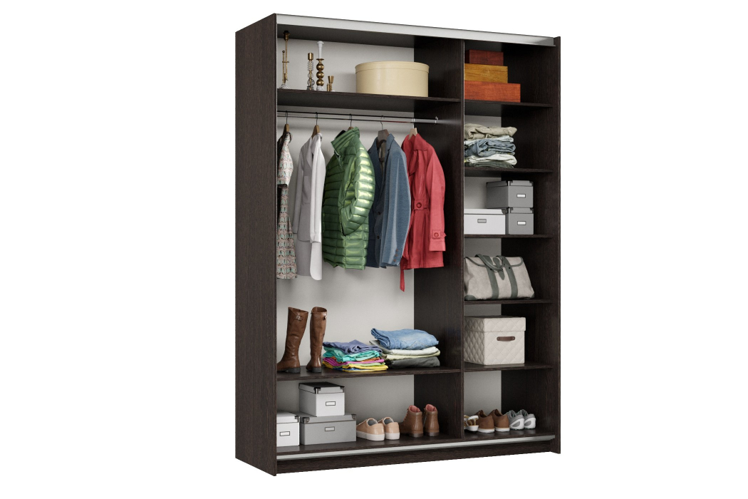 Шкафы-купе 2-х дверные, Шкаф-купе Smart 1622 2х дверный (фасады зеркало) профиль серебро