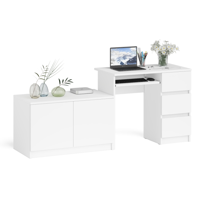 Прямые компьютерные столы, Тумба Мори МА900.1 и стол компьютерный МС-6 ящики справа