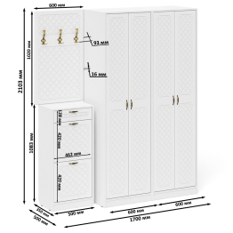 П-6 прихожая компоновка № 15 МДФ фрезеровка ромб
