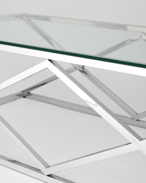 Журнальный стол ИНСИГНИЯ 120х60 (Прозрачное стекло/Сталь серебро)