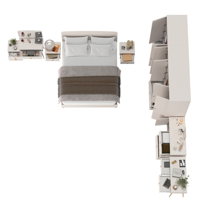 Спальные гарнитуры, Полный набор мебели в спальню с двуспальной кроватью Афина 1400