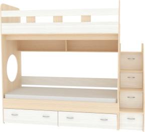 Двухъярусная кровать Юниор 1 80x160, Дуб Молочный