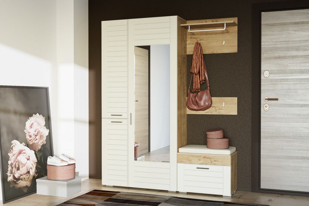 Гардеробные, Ливорно Шкаф для одежды  НМ 013.36 (фасад с зеркалом)