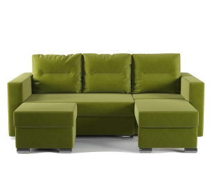 Угловой диван трансформер Рио правый с пуфиком