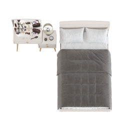 Кровать полутораспальная 1200 Афина и косметический столик с зеркалом на высоких ножках