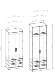 Шкаф двухстворчатый 2ШЯ Лена, сонома, белый