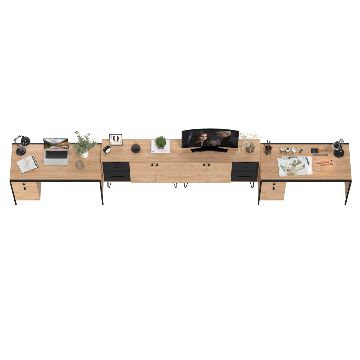 Домашние кабинеты, Место для работы и учёбы двоих людей Брюс из двух столов и двух комодов-тумб