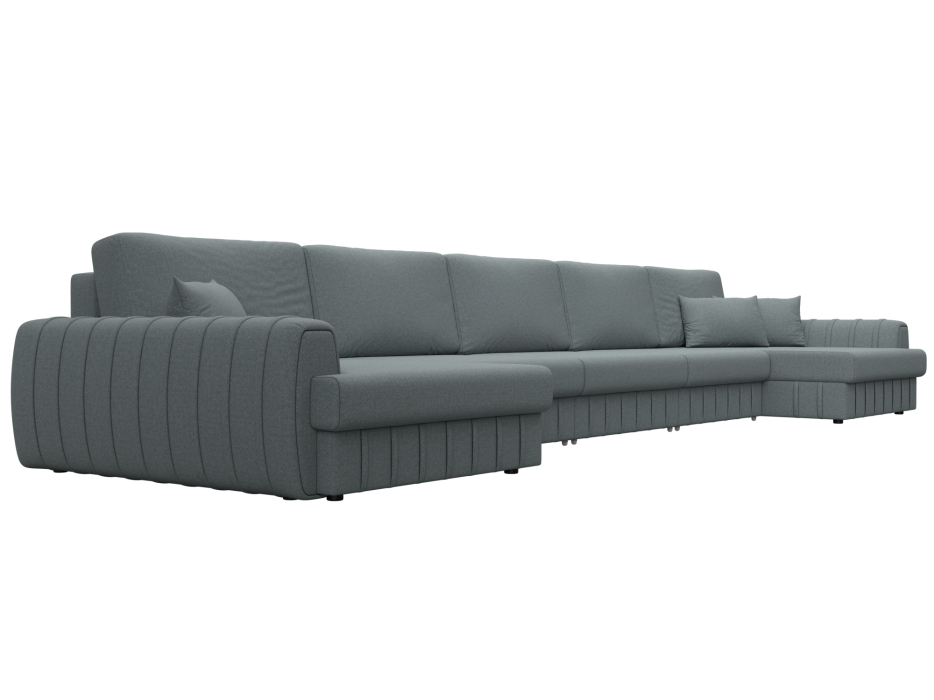 Диваны угловые в гостиную, Диван П-образный Лига-057 НПБ МегаЛонг, рогожка Амур