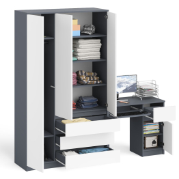 Компьютерный стол Мори с тумбой с дверкой и ящиком правый и шкаф-комод МШ1200-1