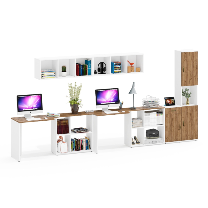 Домашние кабинеты, Набор мебели в детскую комнату Лидер-8 из столов компьютерных с полками и тумбы с дверкой и пенала