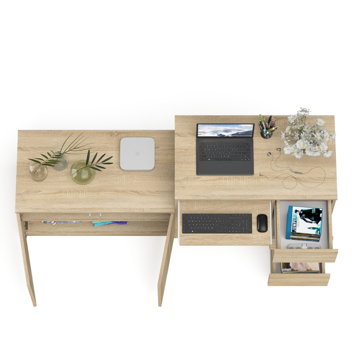 Прямые компьютерные столы, Тумба Мори МА900.1 и стол компьютерный МС-6 ящики справа