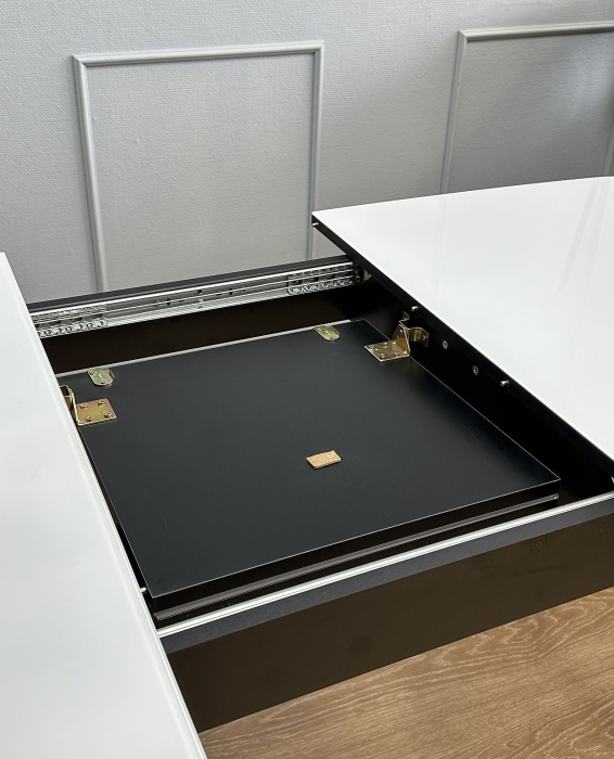 Обеденные столы, Стол Kenner K1200 раздвижной, стекло белое глянец