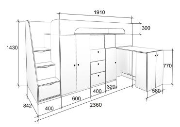 Кровать-чердак Астра 11 Белый