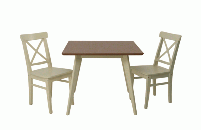 Стол Сканди М 100 слоновая кость/натур со стульями Ингольф слоновая кость