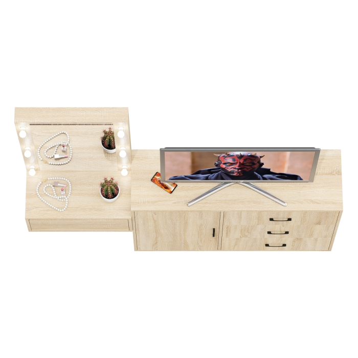 Туалетные столики, Комод с дверками и ящиками 122-1204 и косметический столик навесной с подсветкой