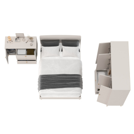 Шкаф-комод 4-х дверный с кроватью 1400 Афина и комодом с дверкой