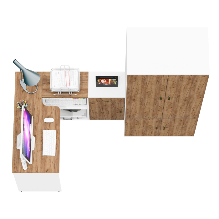 Домашние кабинеты, Шкаф для белья Лидер-8 19Б с письменным столом и тумбочкой МД 3.15