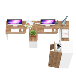 Два стола рабочих Лидер-8 с пеналом для документов и тумбочкой с ящиком и дверкой