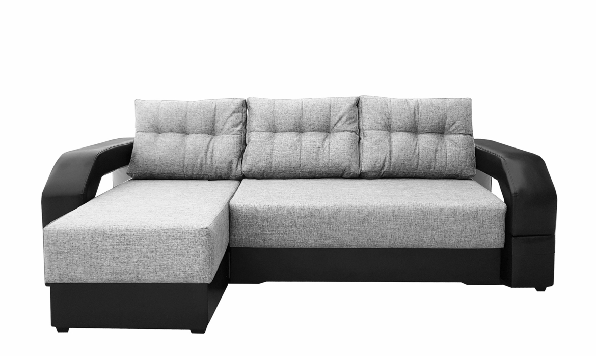 Диваны угловые, Диван угловой Манчестер 150 с подсветкой, левый рогожка/экокожа