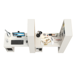 Два компьютерных стола со стеллажом Лайт 10.01