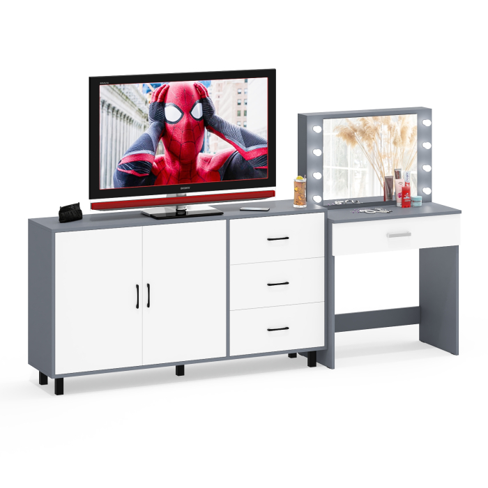 С зеркалом, Комод-тумба 123-1604 и туалетный столик с подсветкой СТ-4