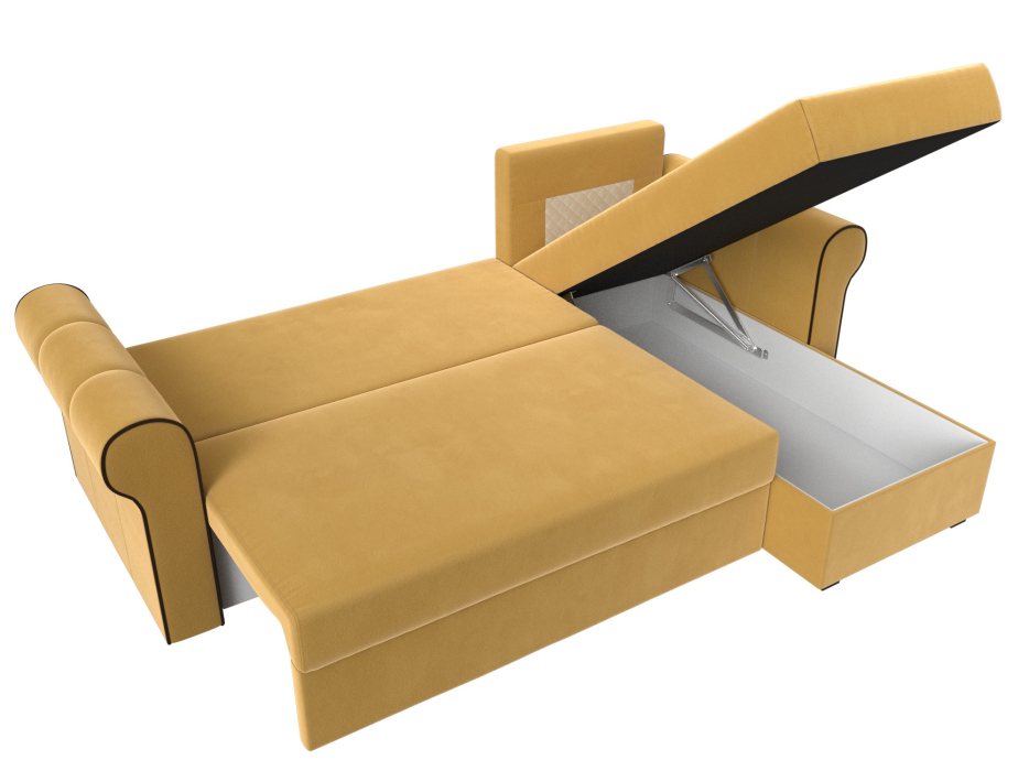 Диваны угловые в гостиную, Угловой диван-кровать Рейн, еврокнижка, микровельвет, правый