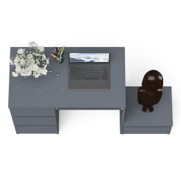 Компьютерный стол три ящика Мори МС-6 левый с тумбой 400