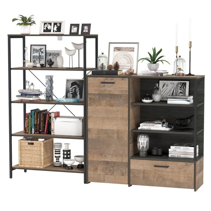 Стенки для гостиной, Стеллаж с полками и комод Трувор