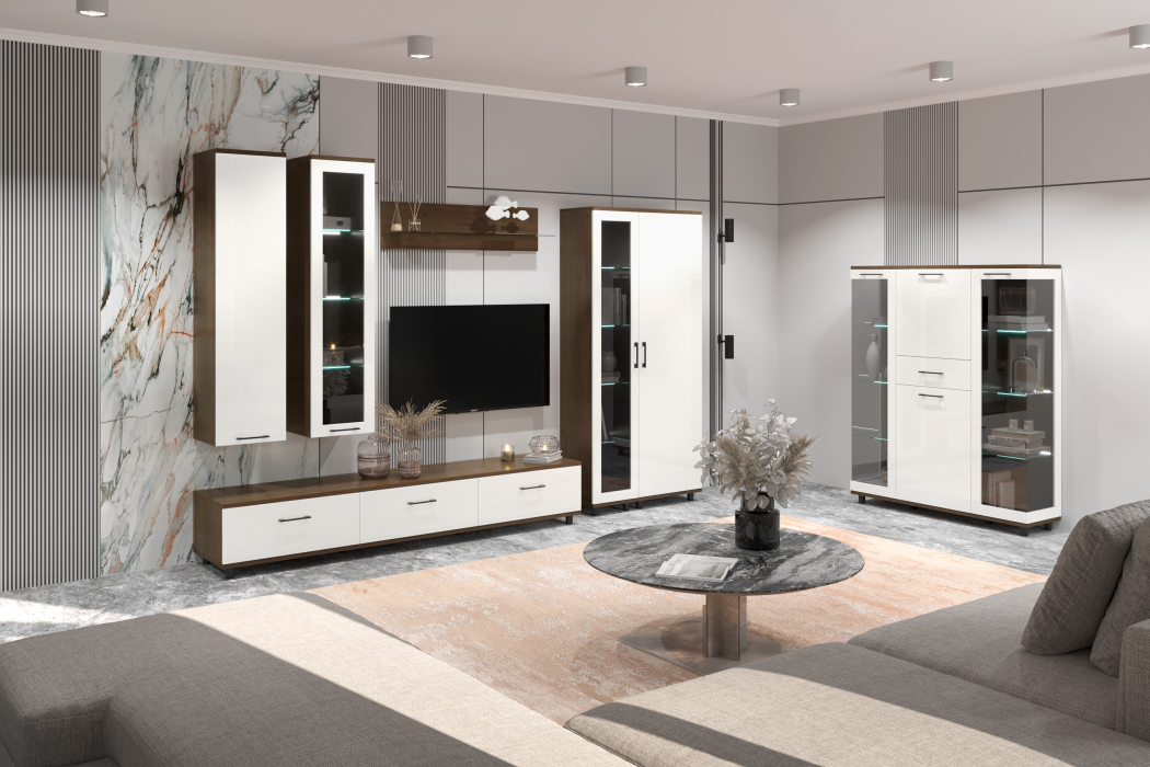 Стенки для гостиной, Модульная гостиная Грейс композиция 4  Гикори Джексон Темный