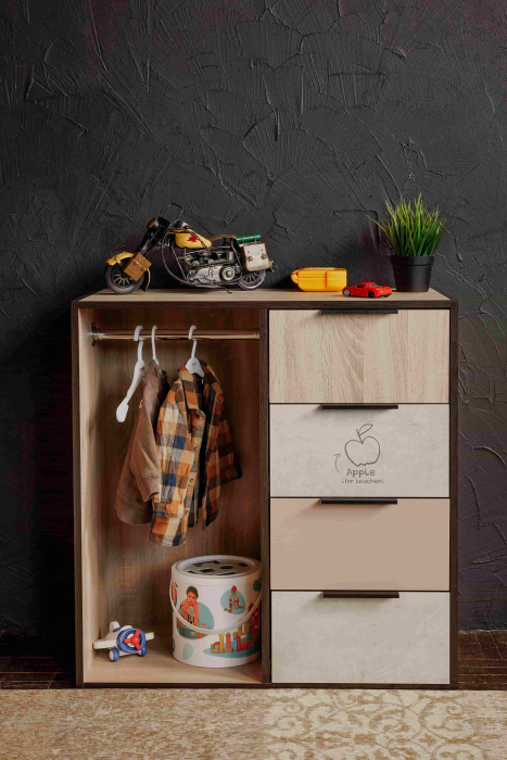 Детские комоды, Комод со штангой Маша и Медведь, 80