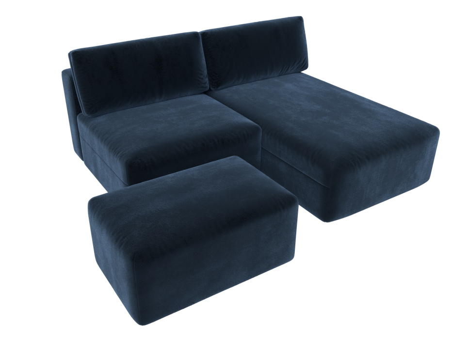Диваны угловые в гостиную, Диван угловой модульный с пуфом Лига-060 НПБ угол универсальный, велюр TOWER
