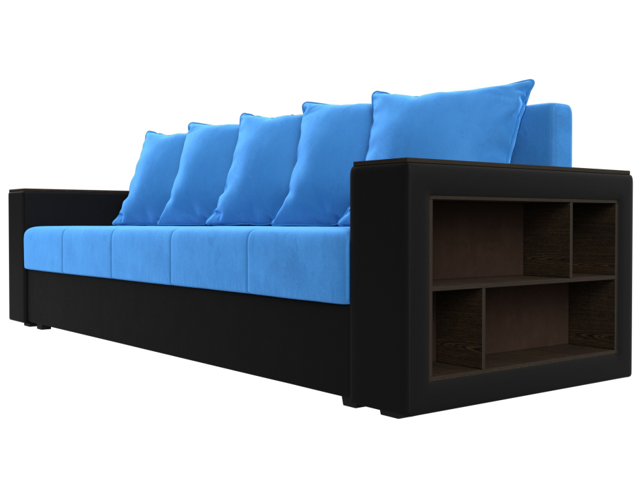 Диваны прямые, Диван прямой Дубай Лайт полки справа, велюр/экокожа