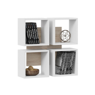 Настенные полки, Полка настенная тип 8, дуб сонома, белый