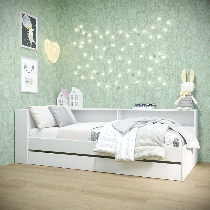 Кровати 90 см, Набор Кровать Ксения 900 с ящиками и прикроватным блоком