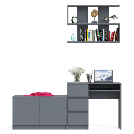 Тумба с дверками МА900 с компьютерным столом МС-6 левым и полкой 900