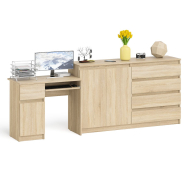 Компьютерные столы, Тумба-комод Мори МК-1600.1 со столом компьютерным Мори МС-1 левым