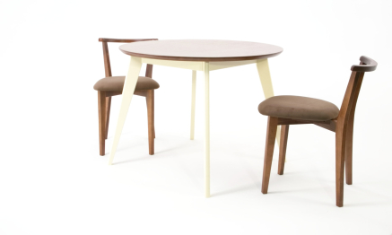 Стол Сканди К 100 слоновая кость/орех со стульями Франк орех велюр коричневый